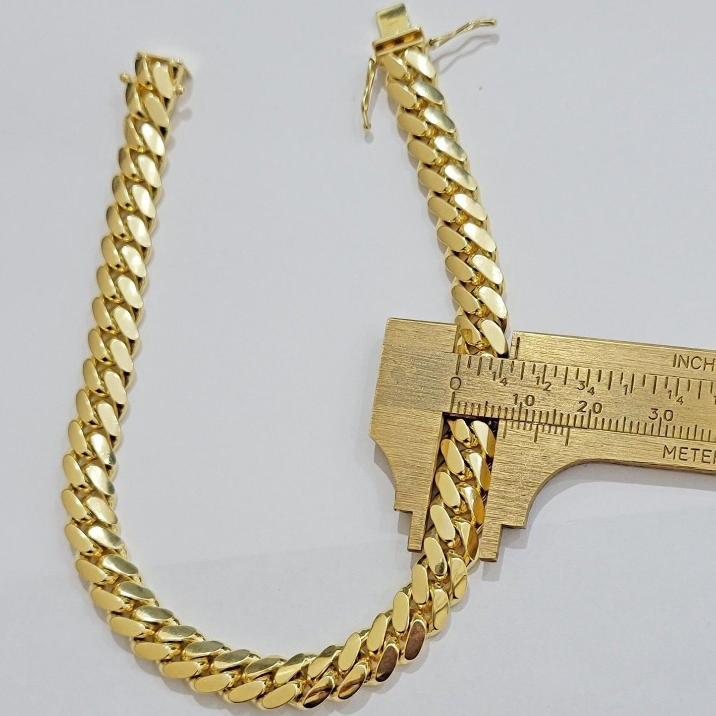 Solid 10k Gold Bracelet 8mm Miami Cuban Link 8" long Box Clasp 10kt Yellow, REAL