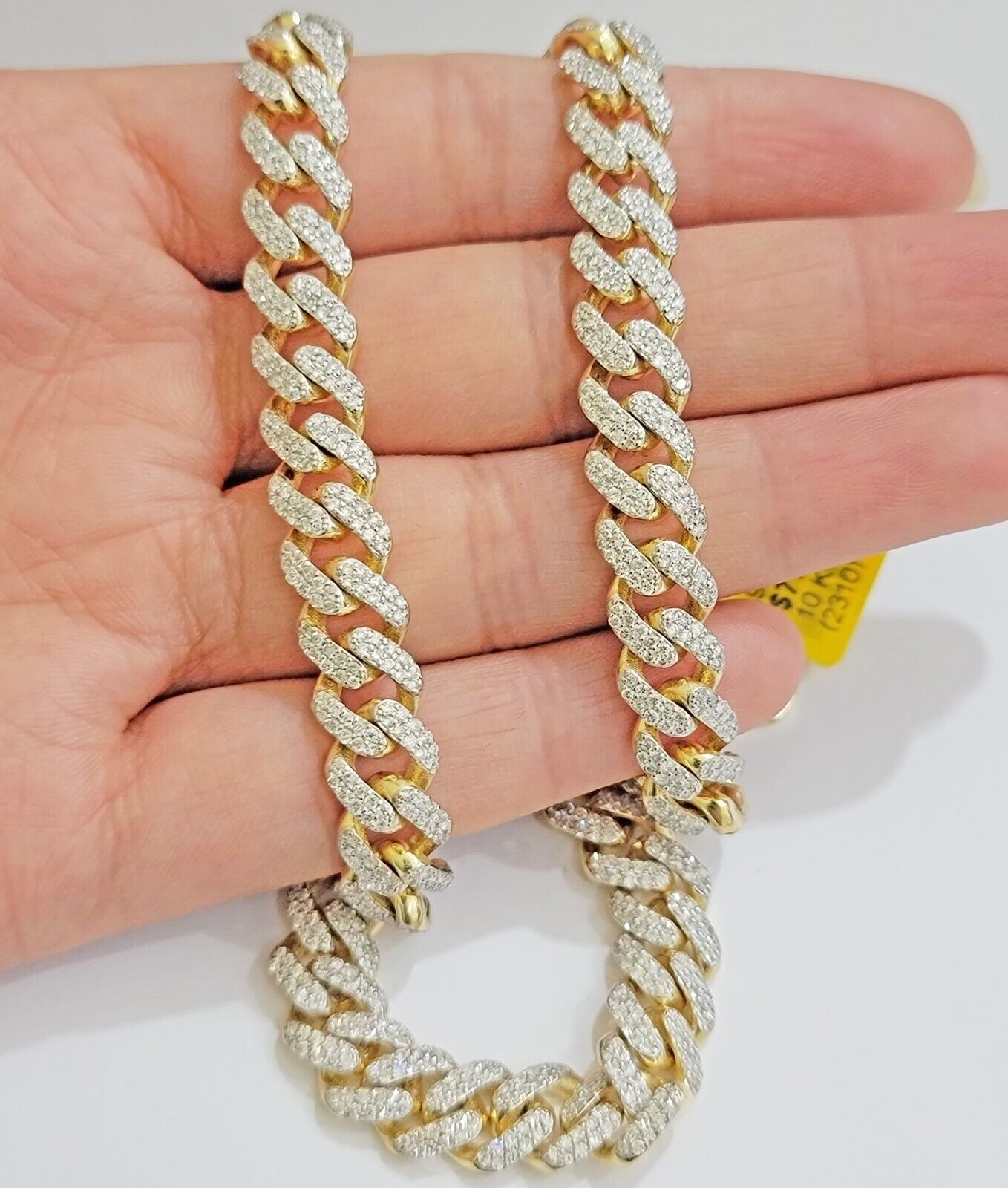 10k Yellow Gold Diamond Chain 18 Inch Necklace 9mm REAL 8.50 CT Dia, MENS CHOKER