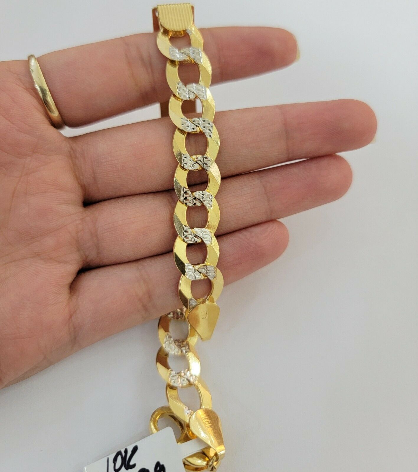 Solid 10k Gold Bracelet Id Cuban link 11mm 9" 10kt Yellow Gold Strong Link, REAL