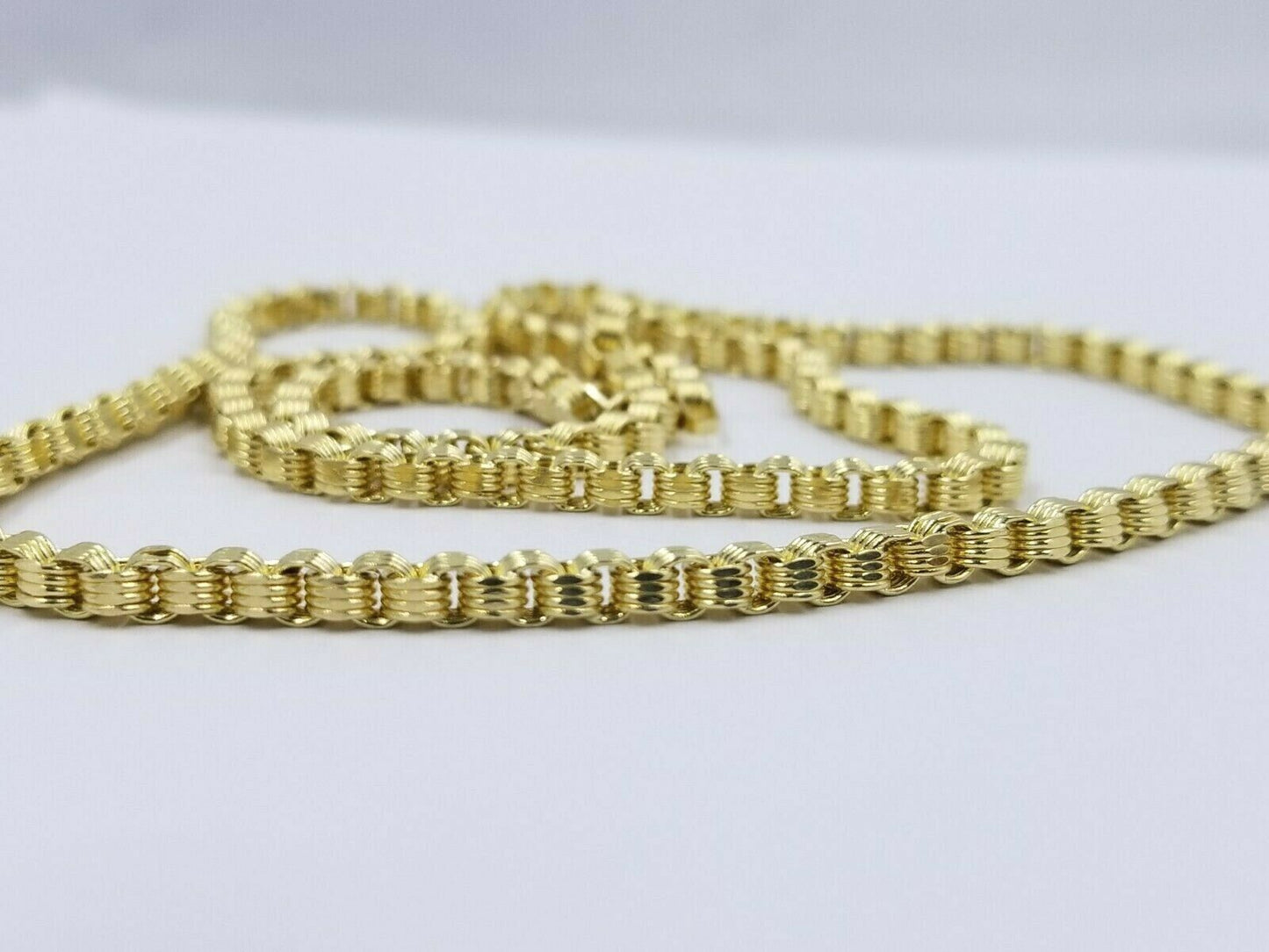 10K Ladies Men's Byzantine Chain Necklace Yellow Gold 5 mm 22 Inch Lobster Lock