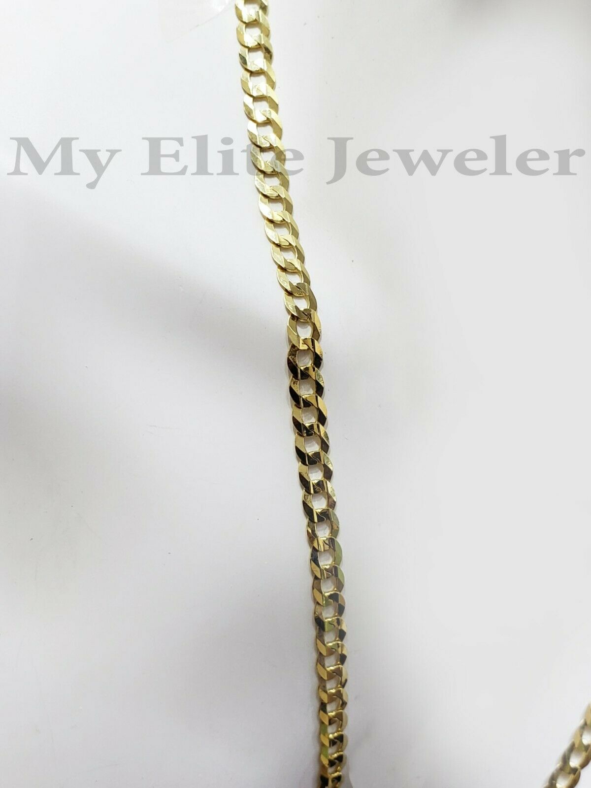 Solid 14K Yellow Gold Ladies Chain 15 Inch Cuban Curb Link 3.5 MM SHORT Necklace