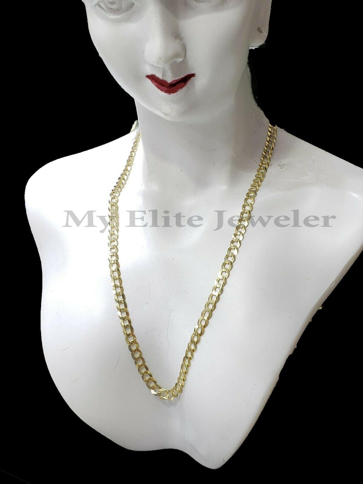 Real Solid 14k Yellow Gold Ladies Link Necklace 22 Inch Cuban Curb Chain 3 MM