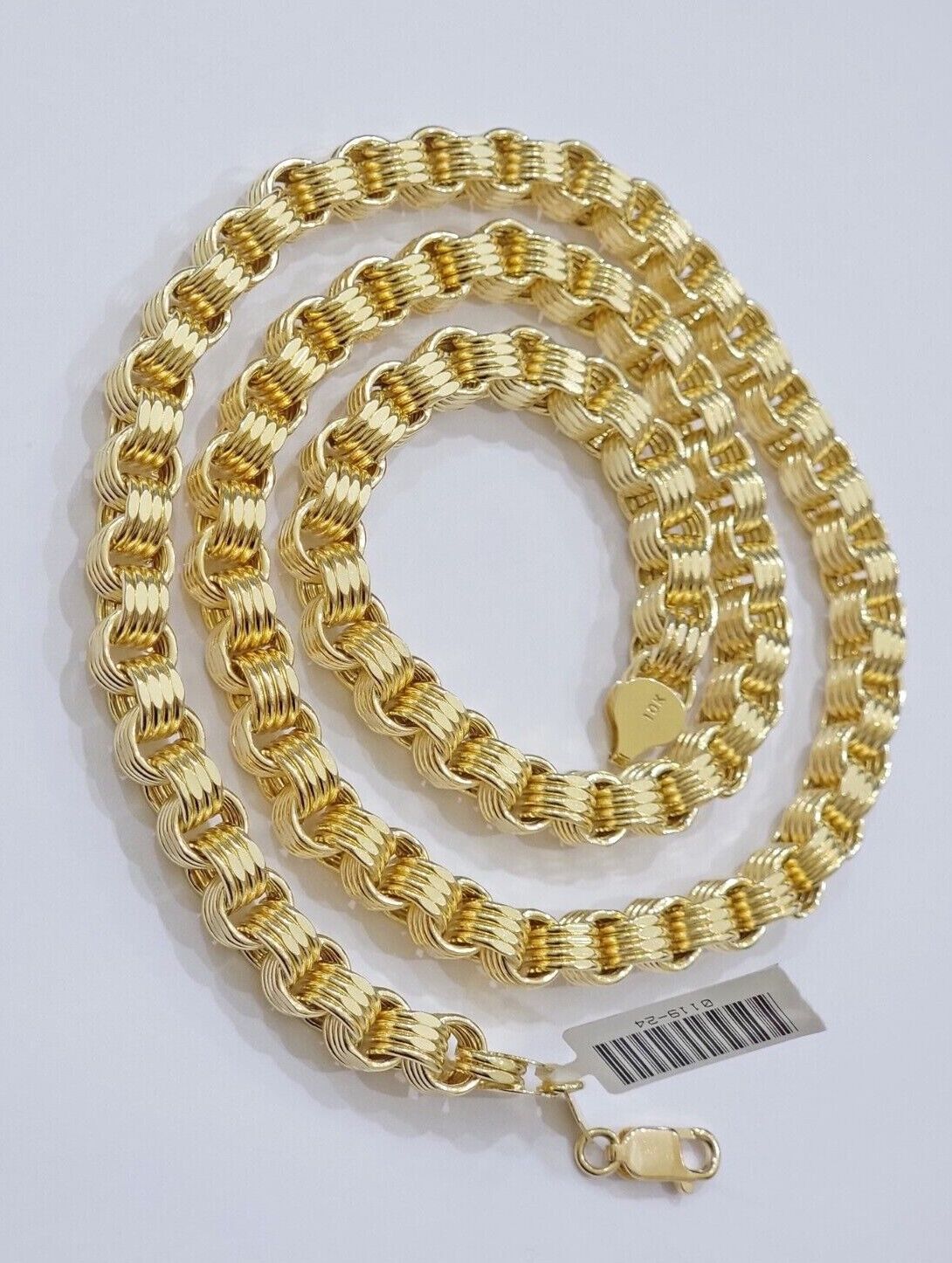 Real Gold Box Byzantine Chain Necklace 7.5mm 10K Yellow 24 Inches Men 10KT SALE
