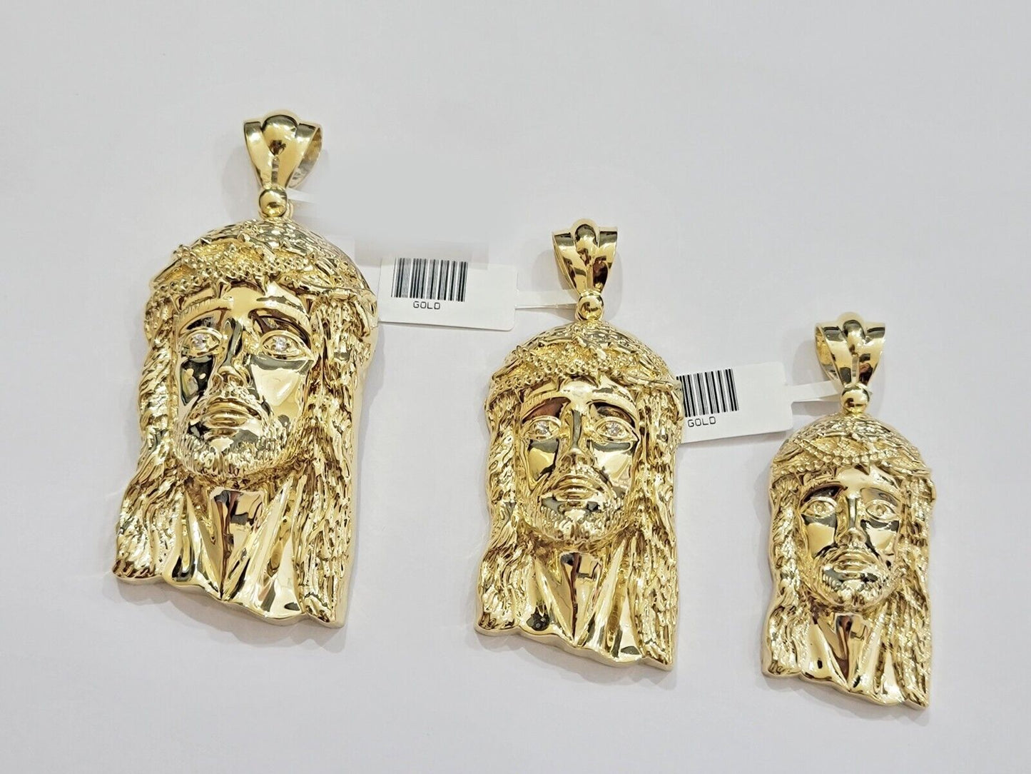 Real 10k Gold Pendant Jesus Head Charm 10kt Yellow Gold For Men's Different Size