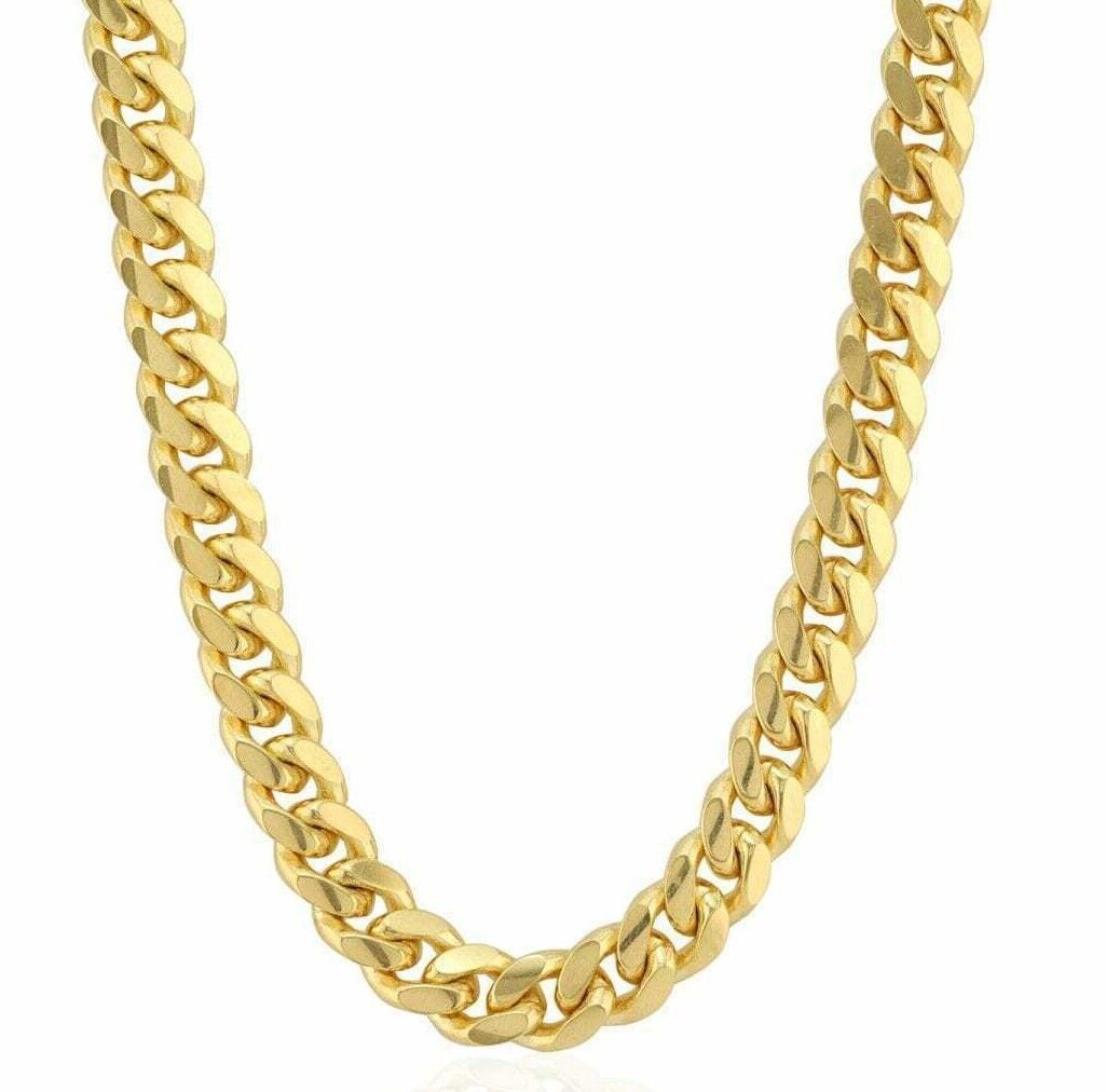 10k Yellow Gold Chain 12mm Miami Cuban Link Necklace 20"-30" Real 10kt Box Clasp