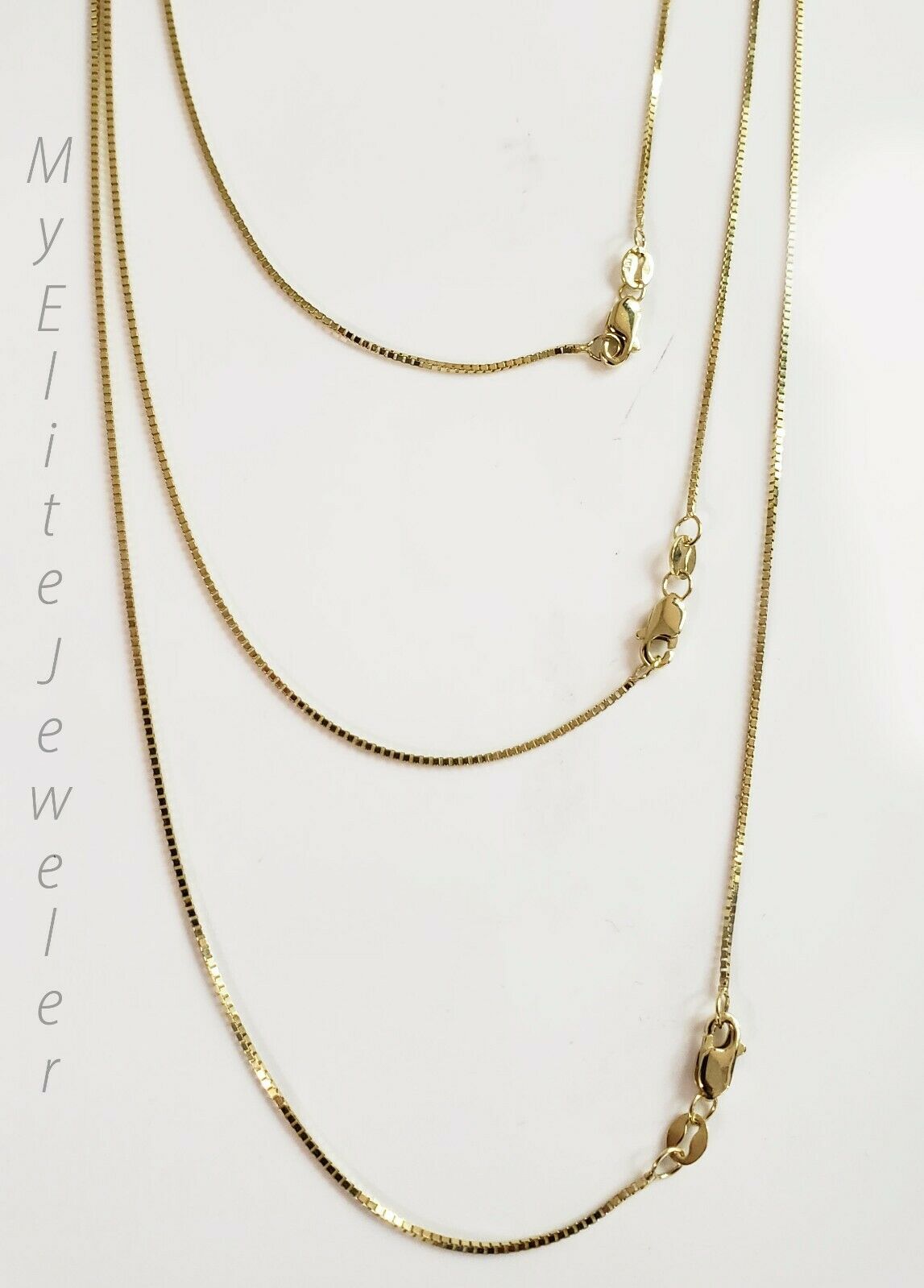 10k Solid Yellow Gold Box Link Necklace Pendant Chain Men Women 16" - 24" .8mm