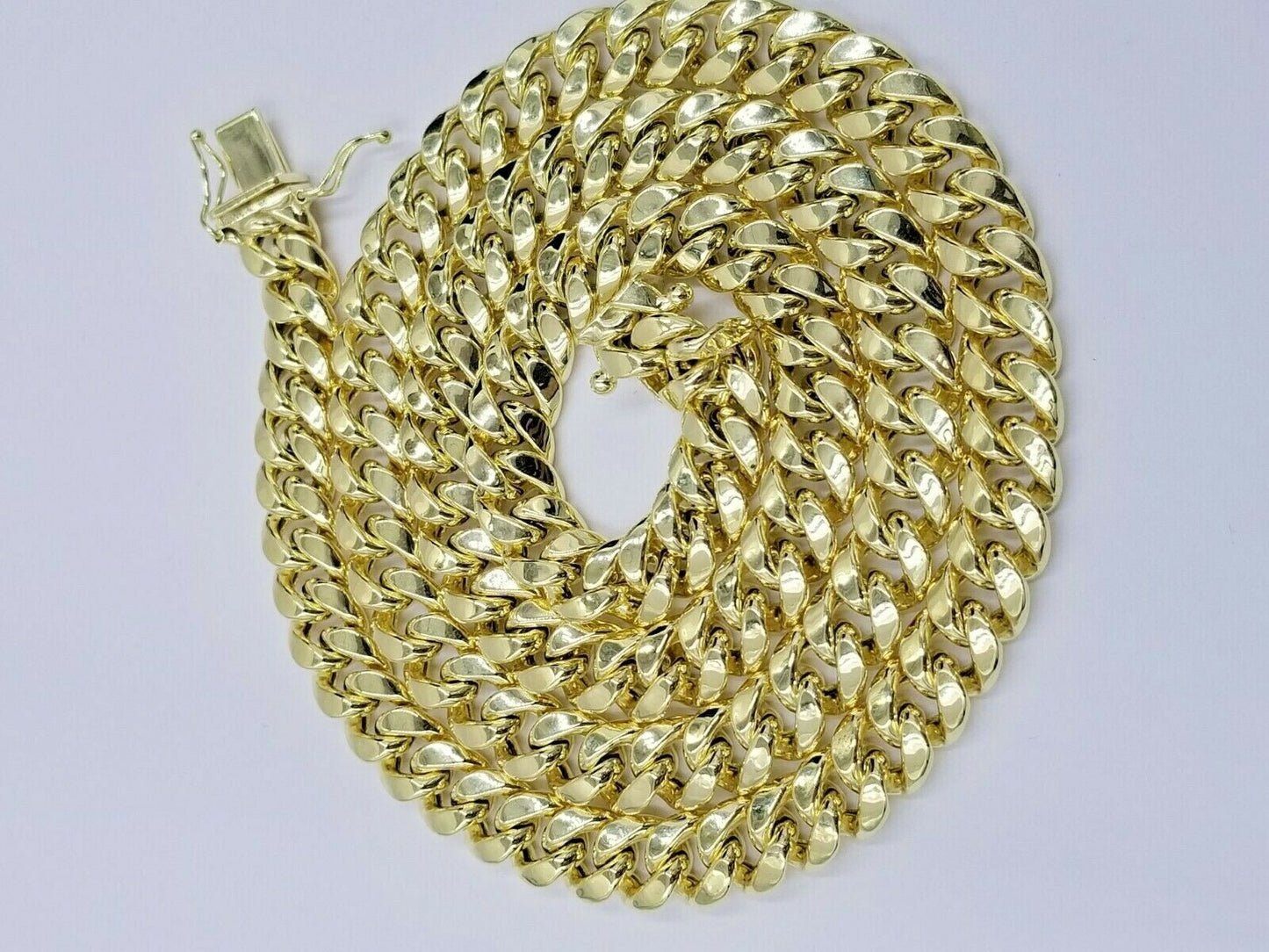 10K Yellow Gold 8mm Real Miami Cuban Link Chain Pendant Necklace Box Lock 18-30"