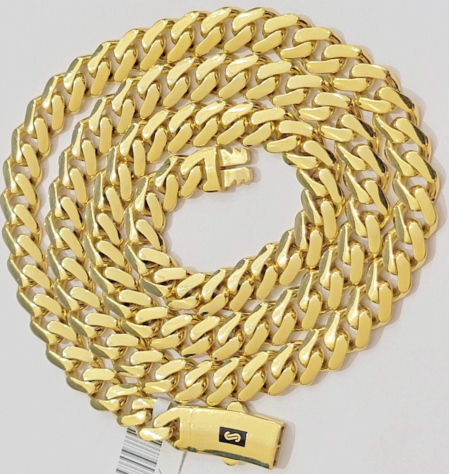 10k Yellow Gold Chain Miami Cuban Royal Monaco Curb Link 9mm Necklace 18" REAL