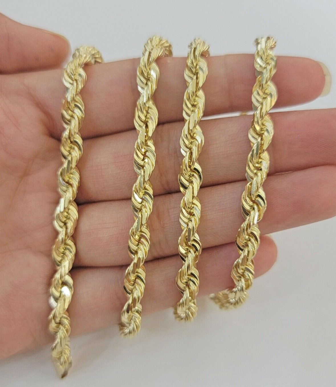 6mm Rope Chain Necklace 10k Yellow Gold Solid 26" Dimond Cut GURANTEED REAL GOLD