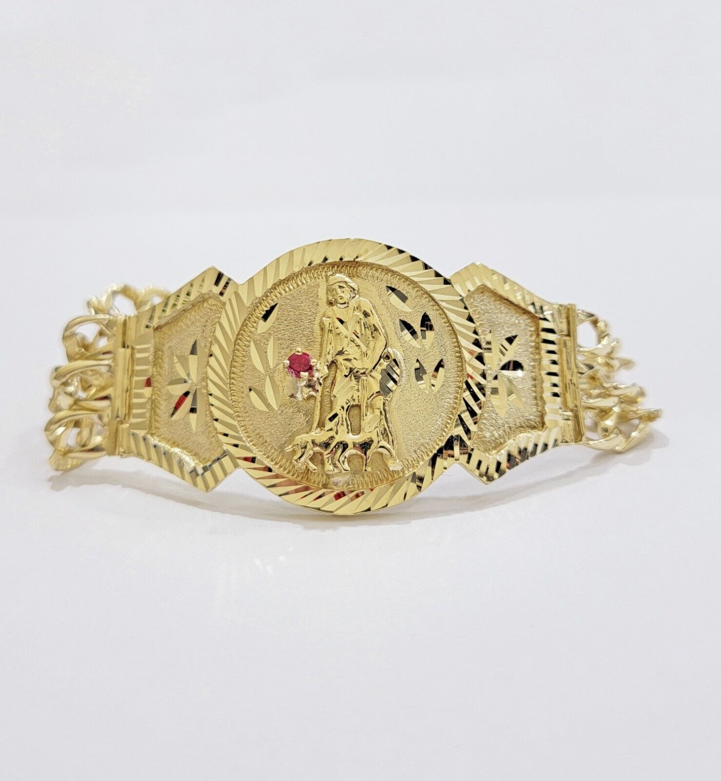 Real 10k Gold Bracelet Solid San Lazarus 9 Inches Cuban Link Pura oro , lázaro