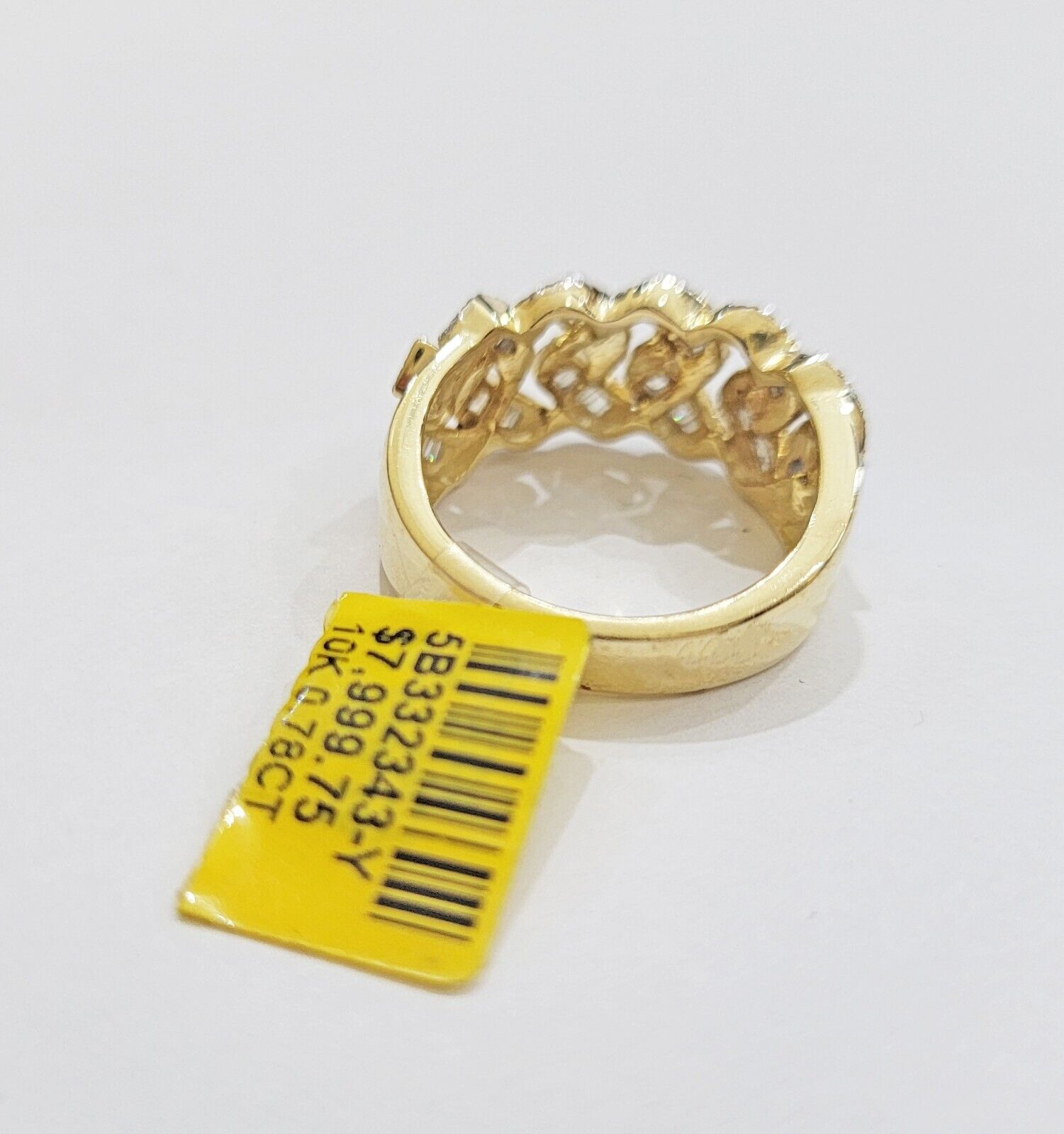 Real 10k Yellow Gold Diamond Mens Ring Cuban Link 0.78CT Natural Diamond SIZE 10