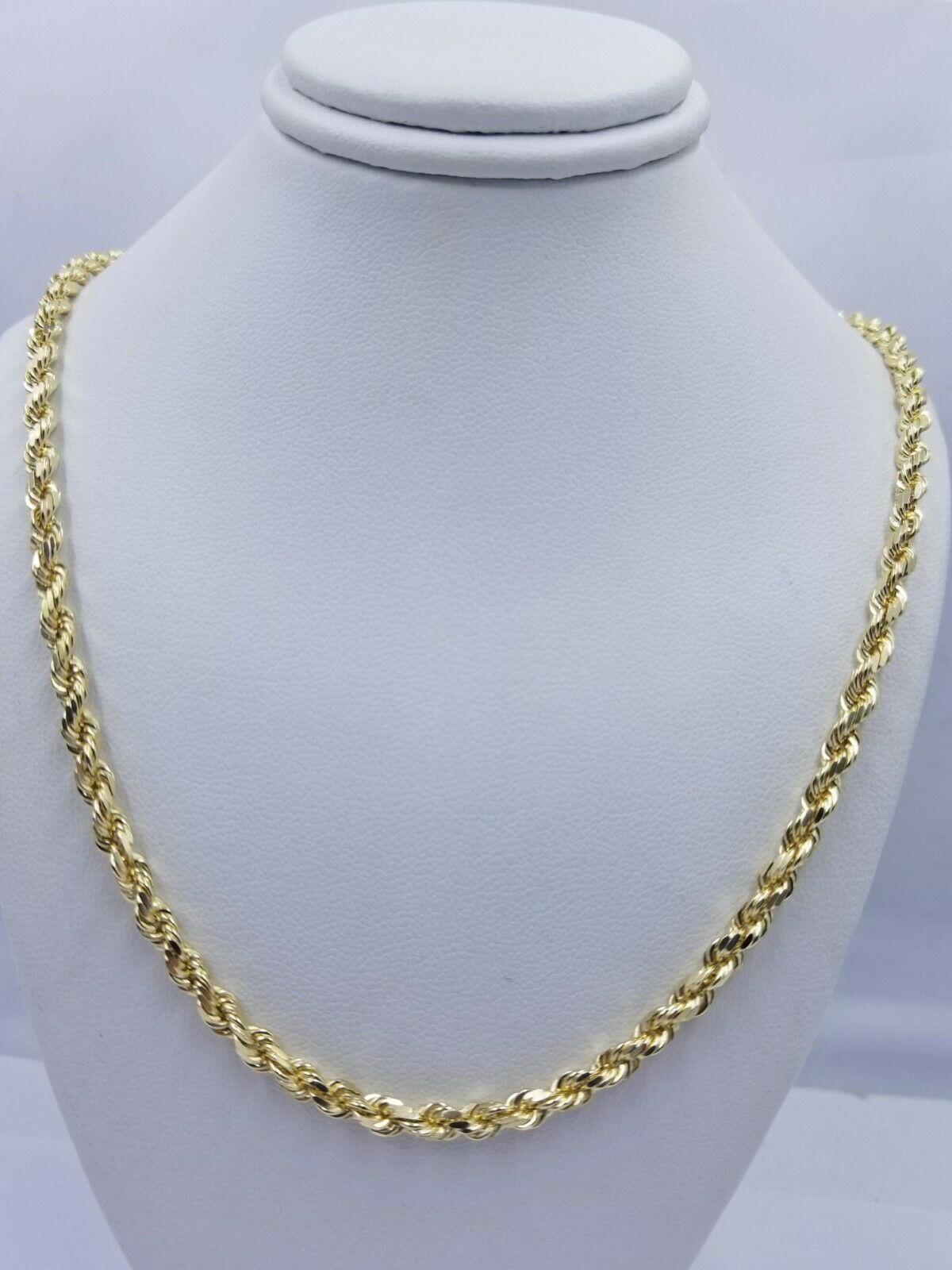 Solid REAL10k Gold Rope Chain 4mm 18"-30" Necklace 10kt Yellow Gold Diamond Cut