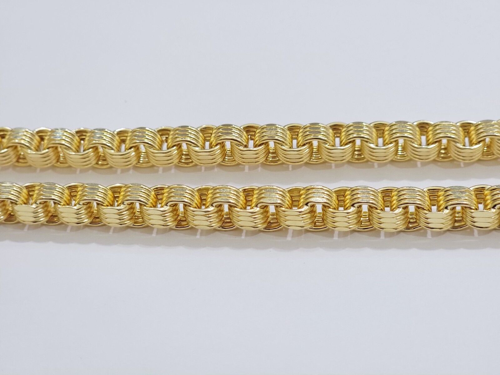 Real Gold Box Byzantine Chain Necklace 7.5mm 10K Yellow 22 Inches Men 10KT SALE