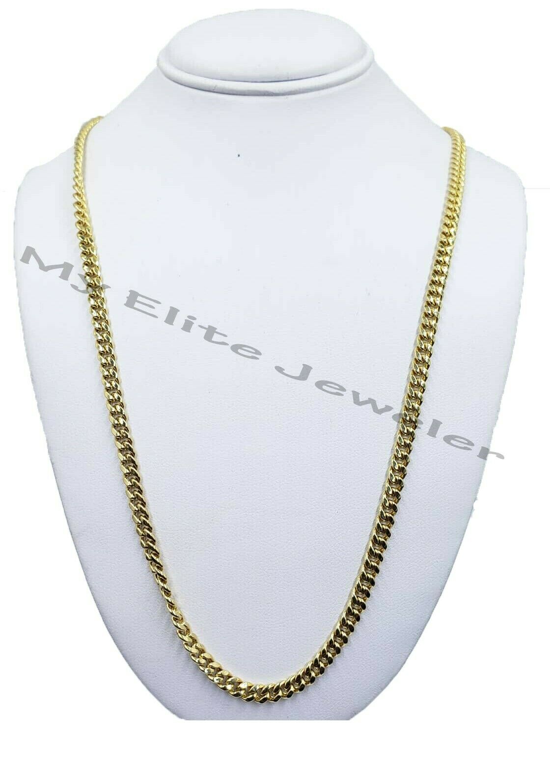 Real 10K Yellow Gold Cuban link Chain 15 Inch 4.5mm Women Short Necklace Lobster