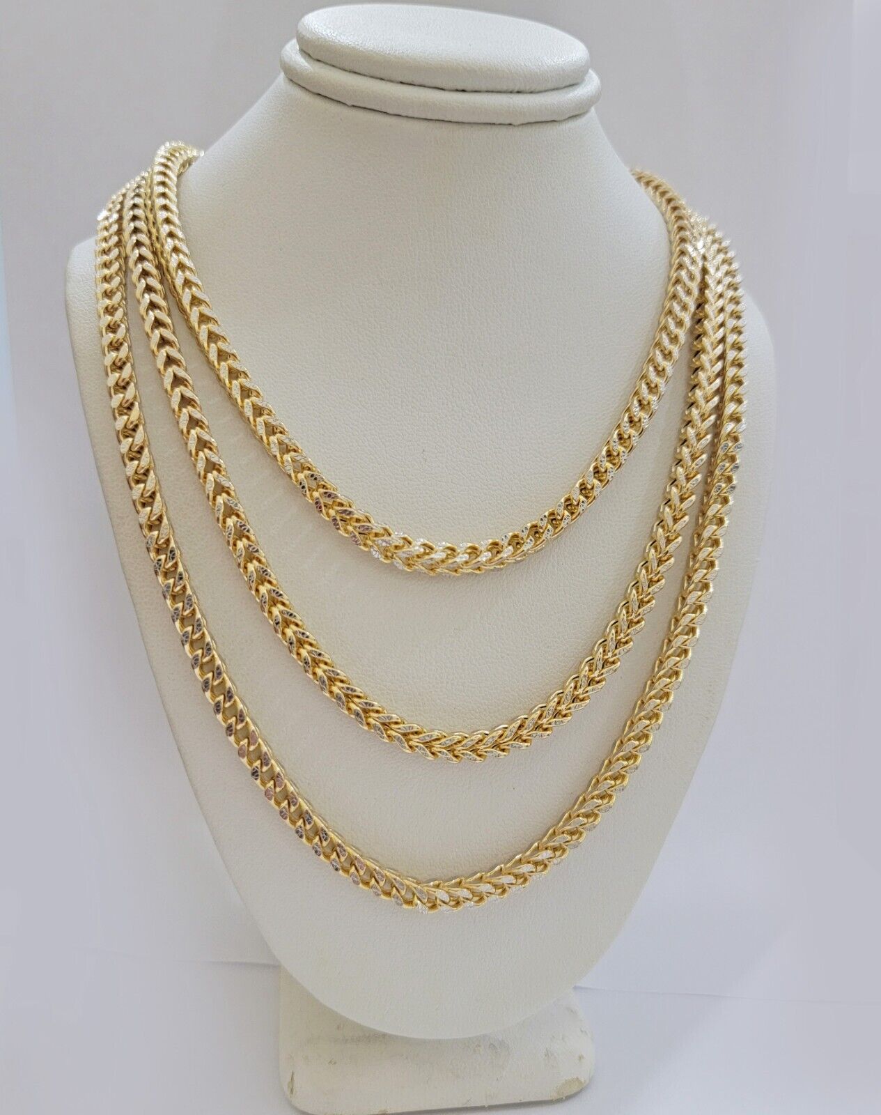 Real 14k Gold Chain Franco Necklace Diamond Cuts 4mm 18"-24" 14kt Yellow Gold