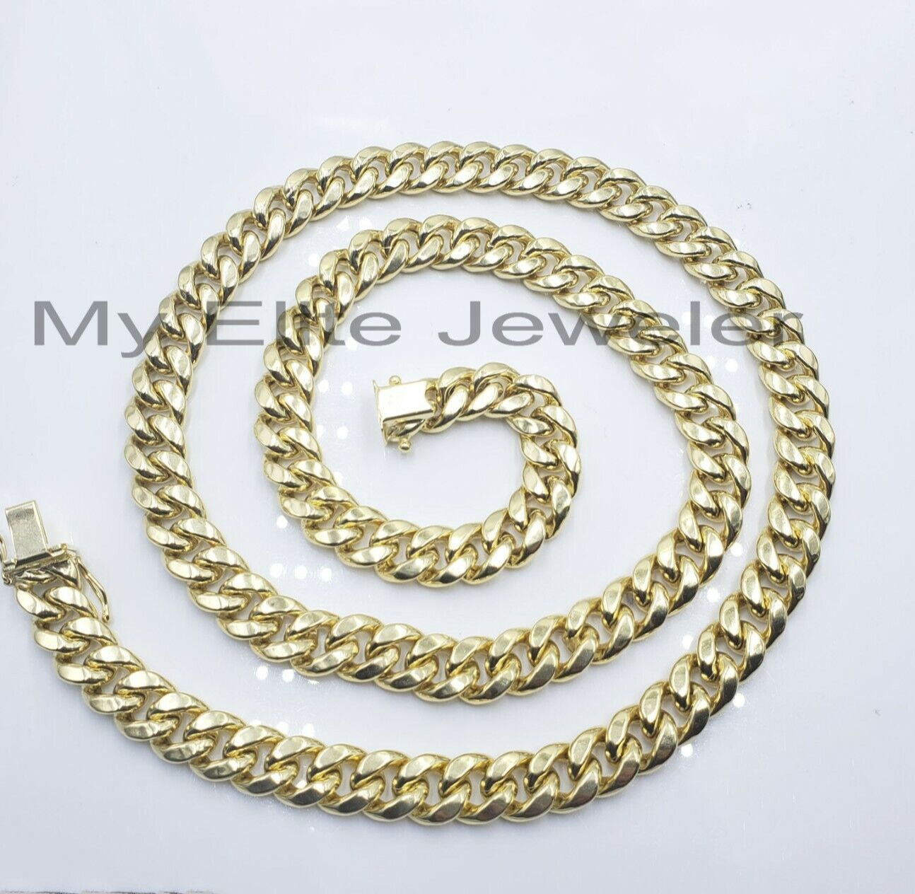 11mm 10k Yellow Gold Chain Necklace Miami Cuban Link  22" Inch Box lock REAL 10K