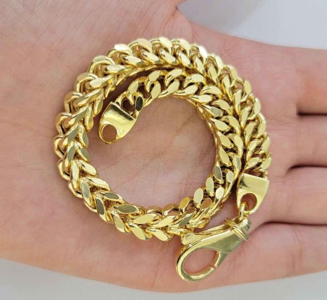 Men's Franco Bracelet 9 Inch 7mm REAL 10kt Yellow Gold Thick & Strong Bracelet