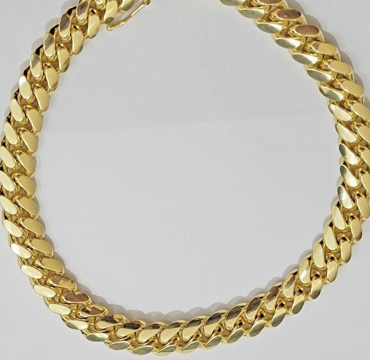 Real 14k Yellow Gold Chain Miami Cuban Link Necklace Men Solid 8mm 18 Inch Short