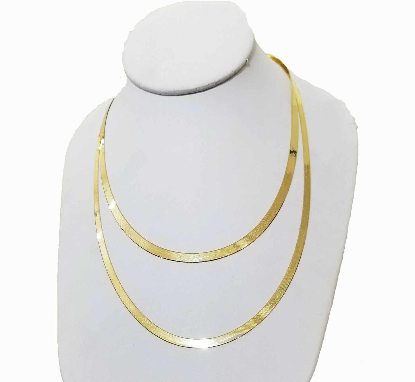 Solid 10k Yellow Gold Herringbone Necklace 18"-24" Inch 3mm 4mm REAL 10kt Chain