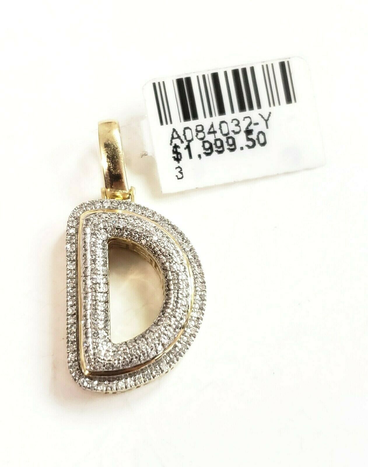 10 K Gold 3mm Chain 0.28 CT Diamond Initial D Charm Alphabet Men's Ladies Letter
