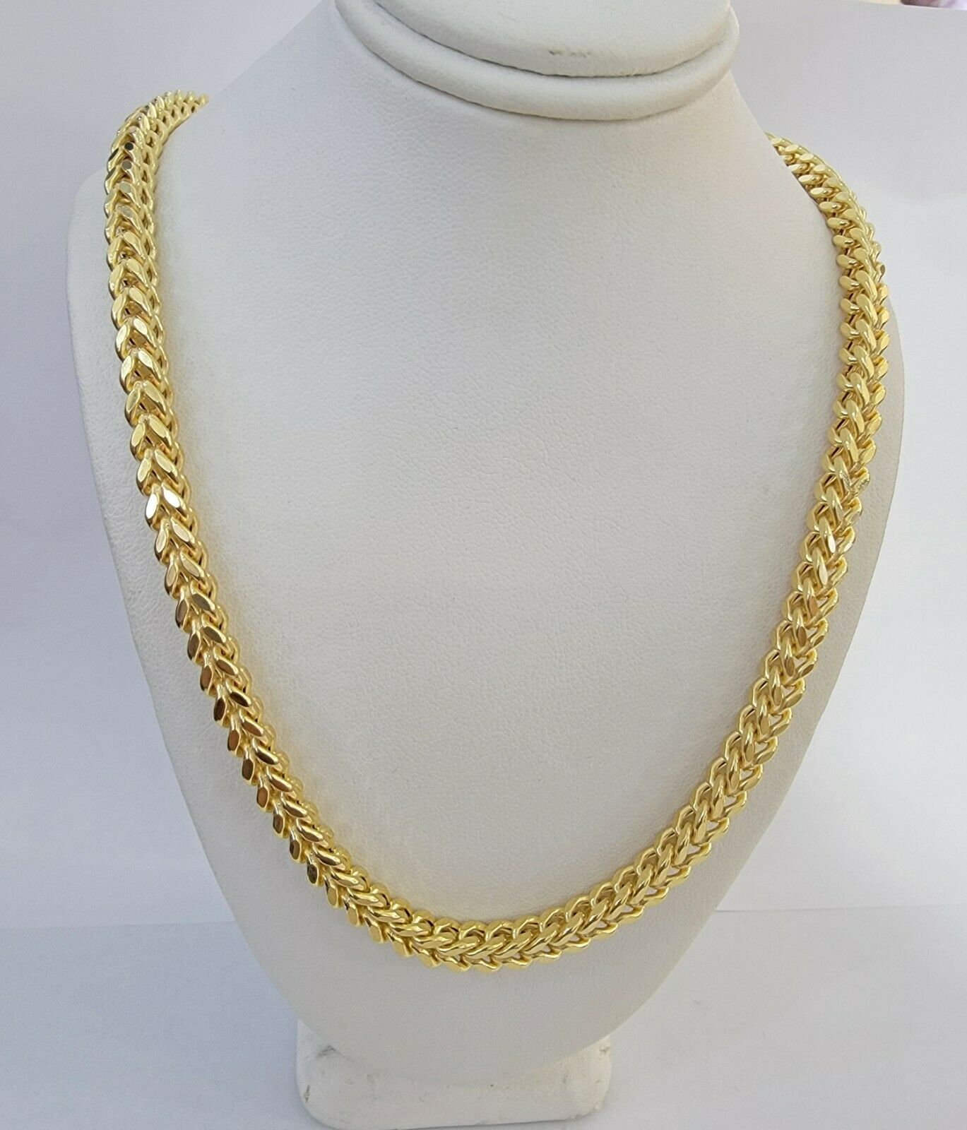 10K Gold Franco Link Chain 24" Necklace 6mm Thick, REAL 10kt Men's STRONG Chain