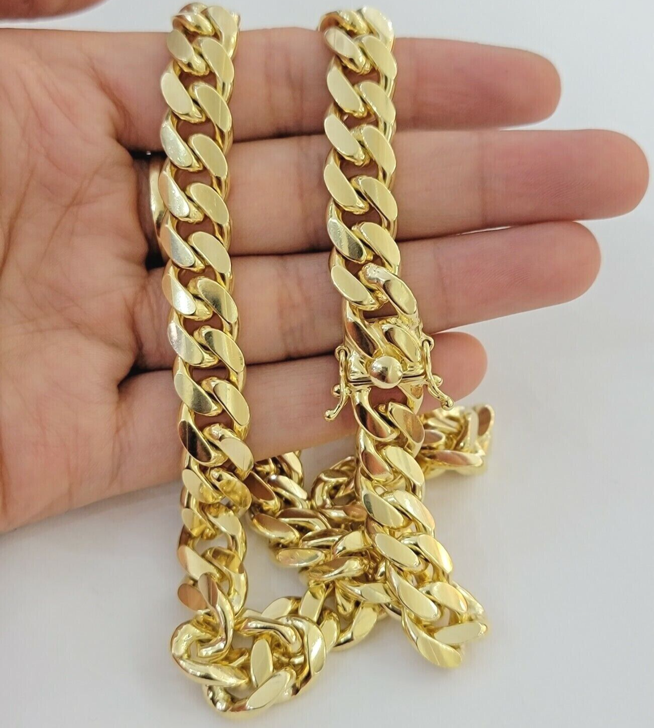 14k Gold 9mm Miami Cuban Link Chain Necklace Solid 14kt Yellow Gold Link 24Inch