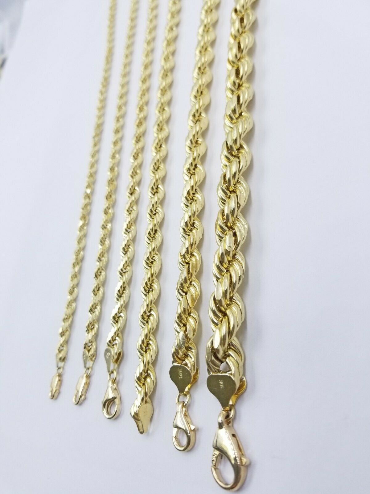 SOLID 10k Yellow Gold Rope Necklace 2 3mm 4mm 18"-30 Inch REAL 10 kt gold Chain