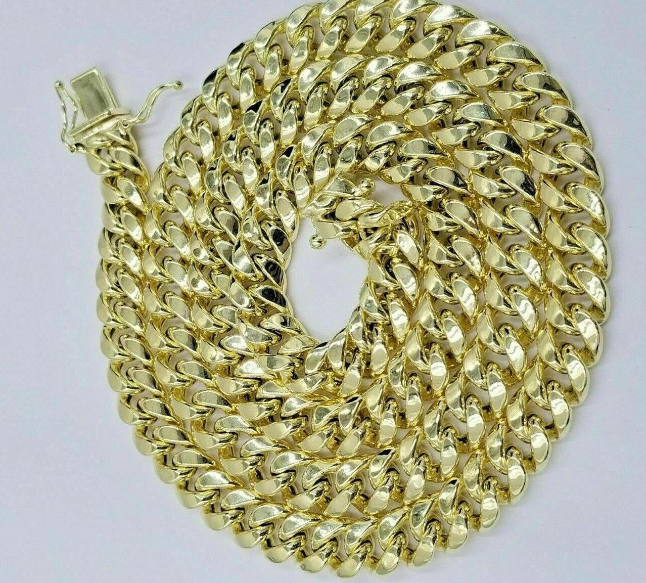 Real 14k Yellow Gold Miami Cuban link chain 8mm 30 Inch With Box Clasp Mens 14KT
