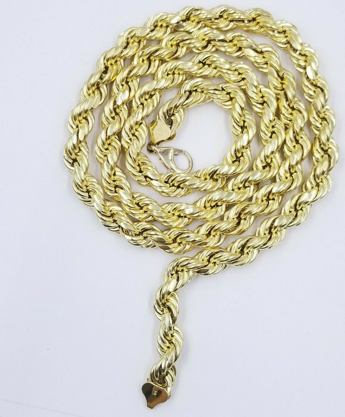 10k Yellow Gold Rope Chain Necklace 18"-30" Men Women 4mm-10mm Real Gold Hollow