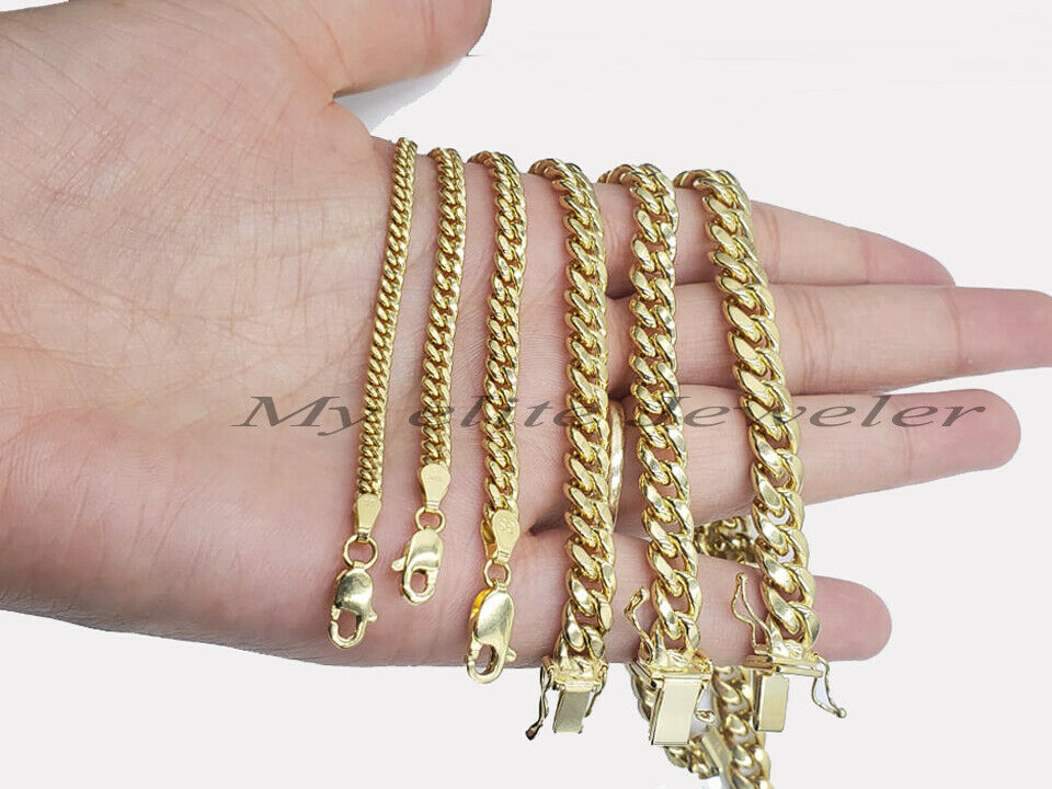 REAL 14k Gold Bracelet Men Women Cuban Link 7.5 8 8.5 9 Inch 2-8 mm Box Lock