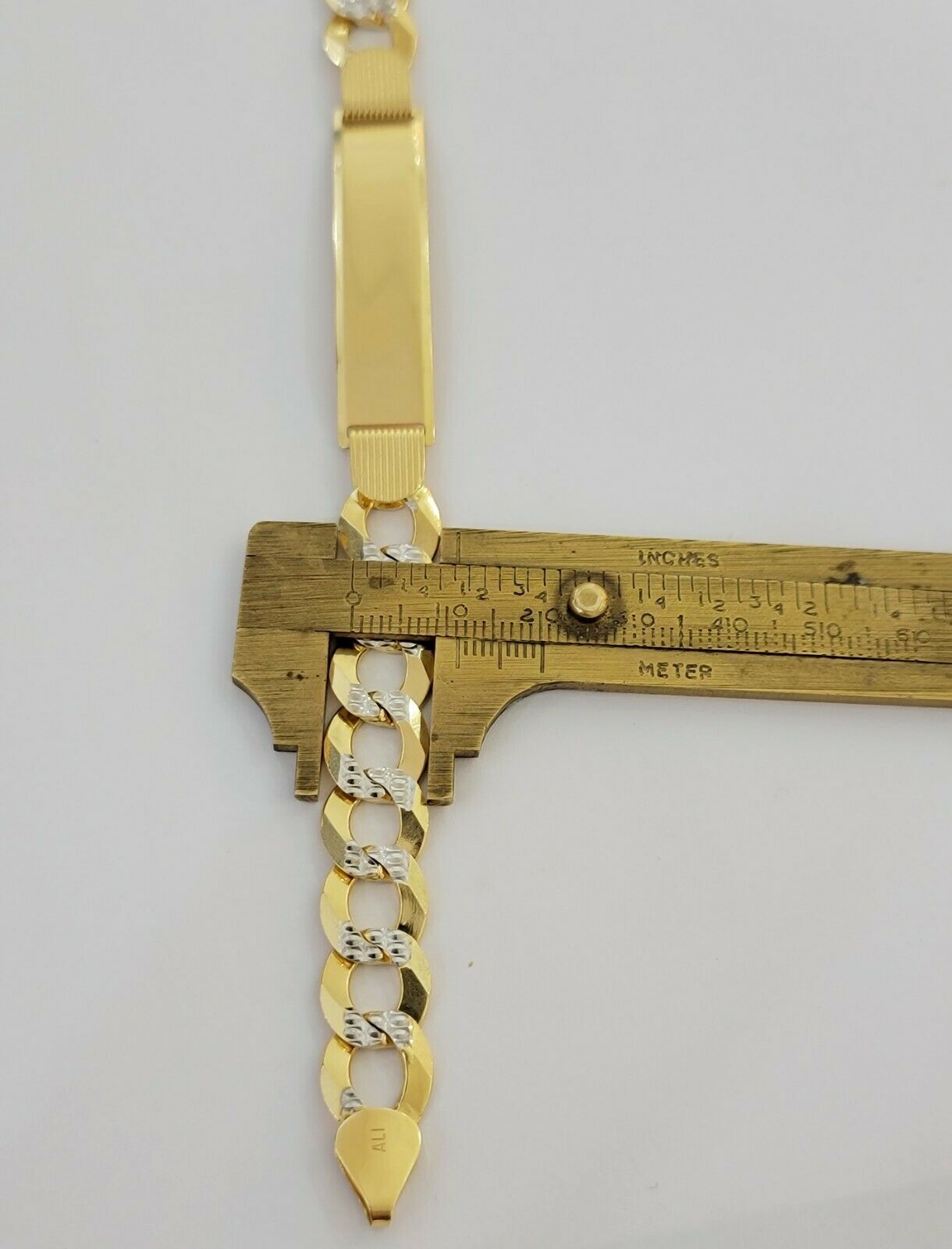 Solid 10k Gold Bracelet Id Cuban link 11mm 9