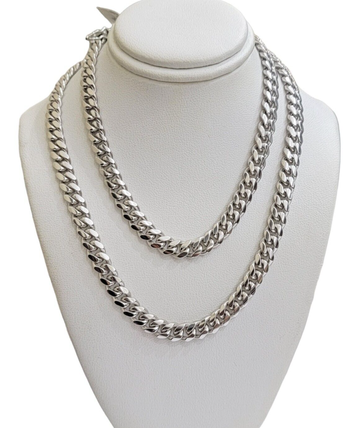 Real 10k White Gold Chain Necklace Miami Cuban Link 26 Inch 8mm 10KT SOLID MENS