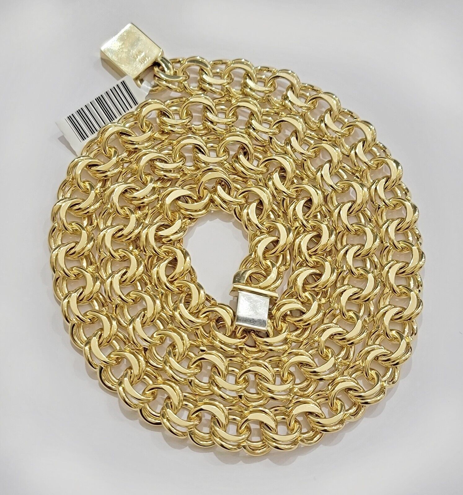 10k Yellow Gold Chino Chain Solid Link Necklace 11mm 22