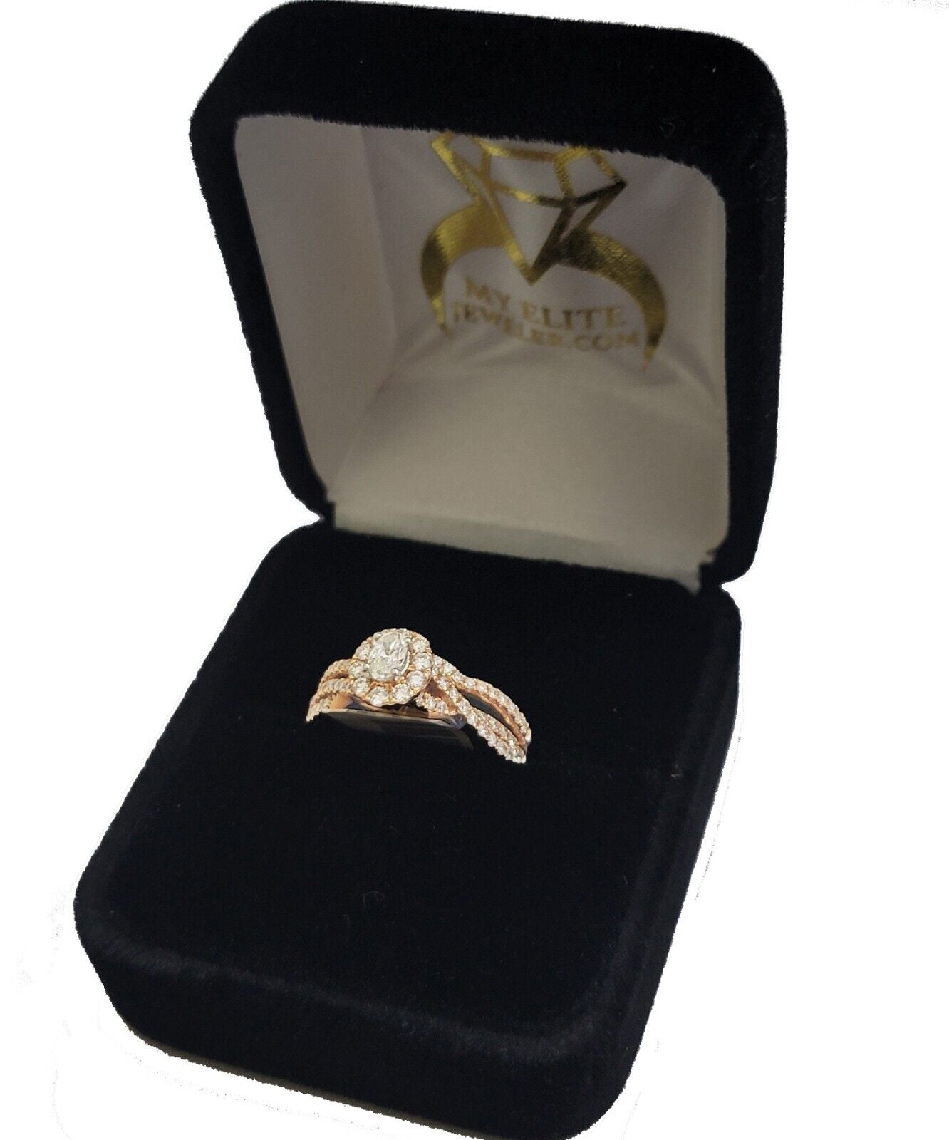 14k Rose Gold Diamond Ring Band Set Ladies Wedding Engagement Anniversary ,Solid