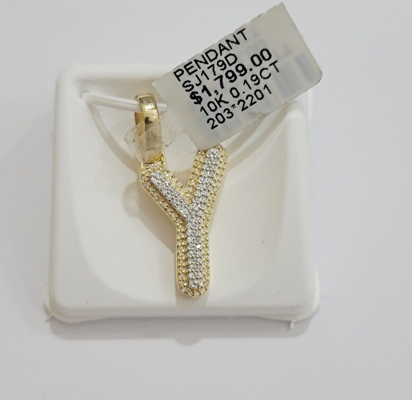 10k Gold Pendant Natural Diamond Initial Charm A-Z Alphabet 10K Yellow Gold REAL