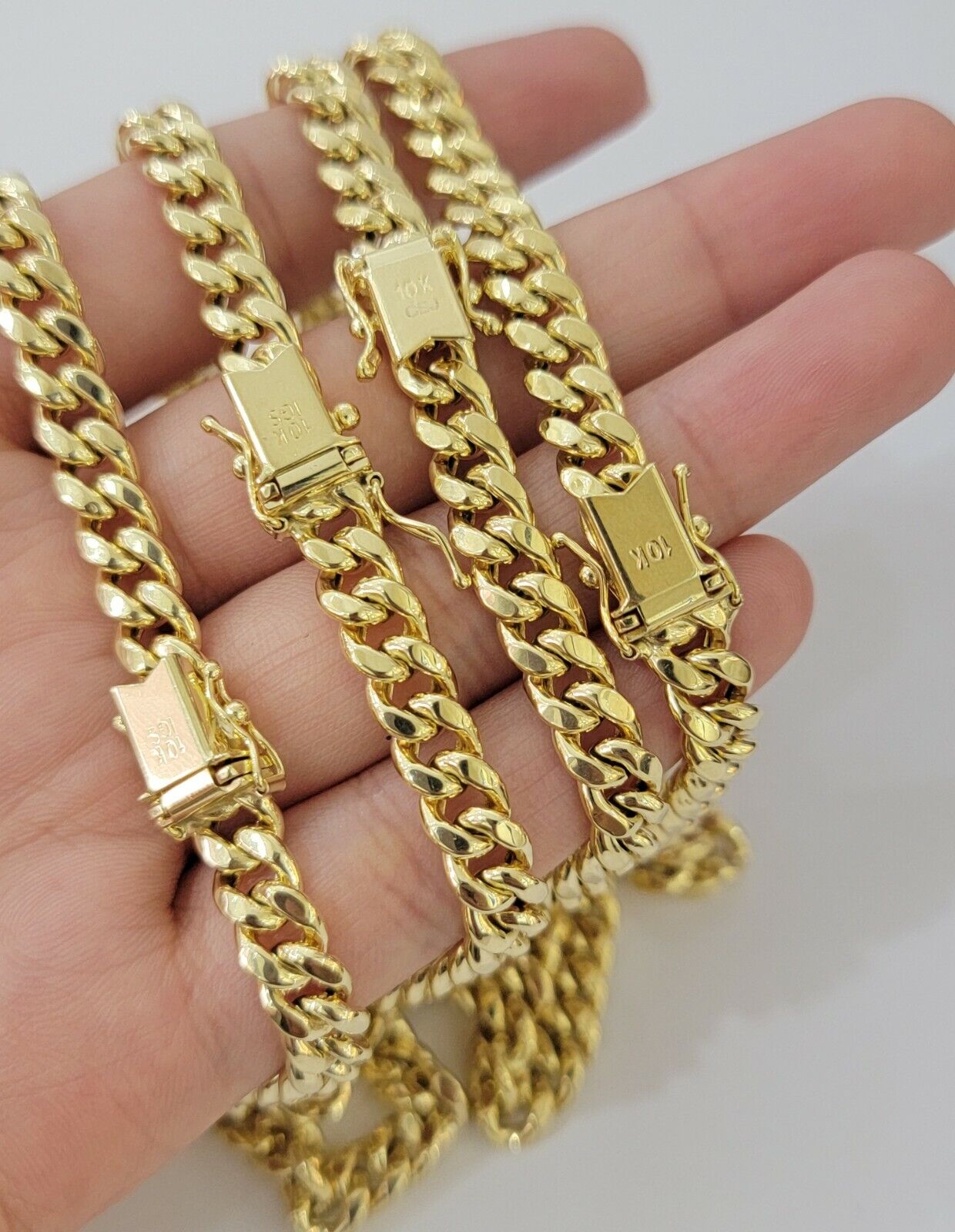 Real Gold chain 7mm 24 Inch Miami Cuban Link Necklace 10kt Yellow Gold For Mens