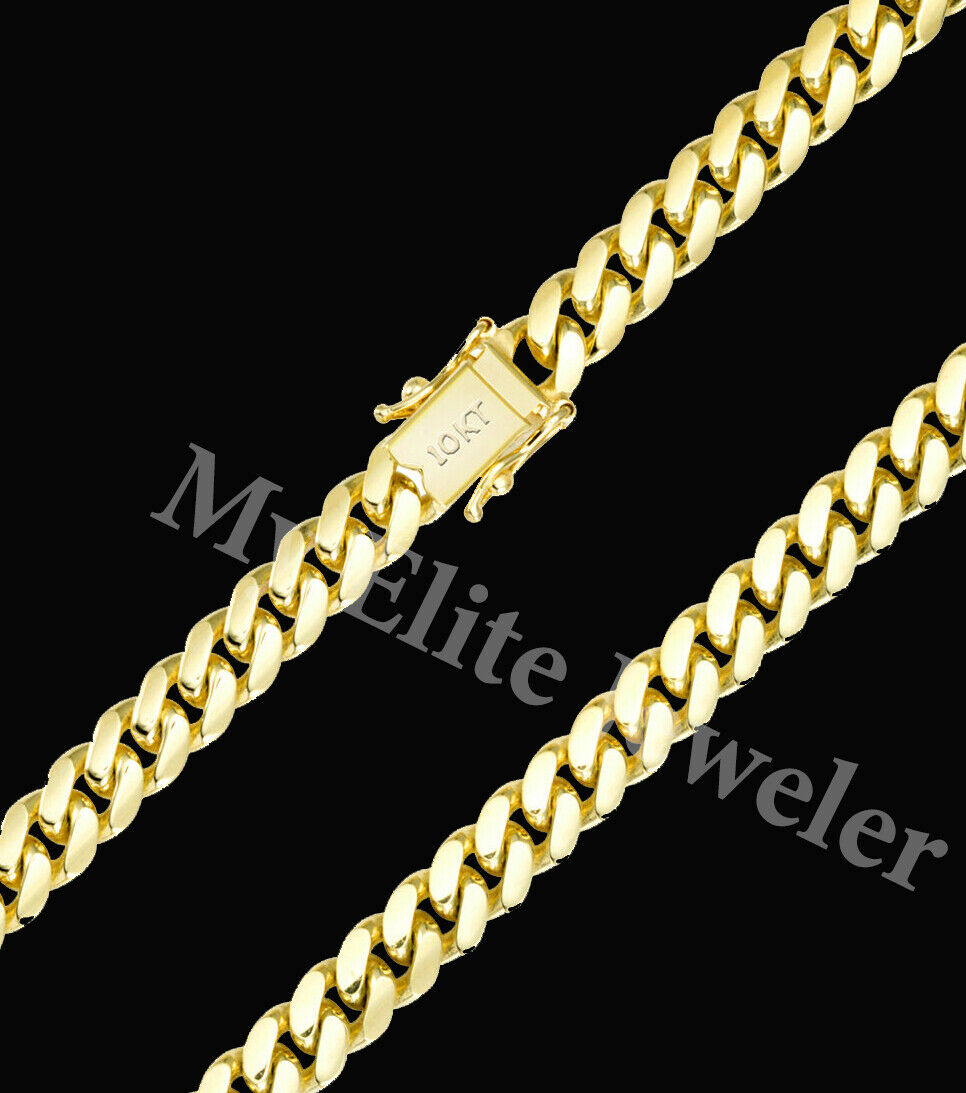 8mm Solid 10k Gold Mens Bracelet Miami cuban Link 8" Box Clasp SOLID LINKS REAL