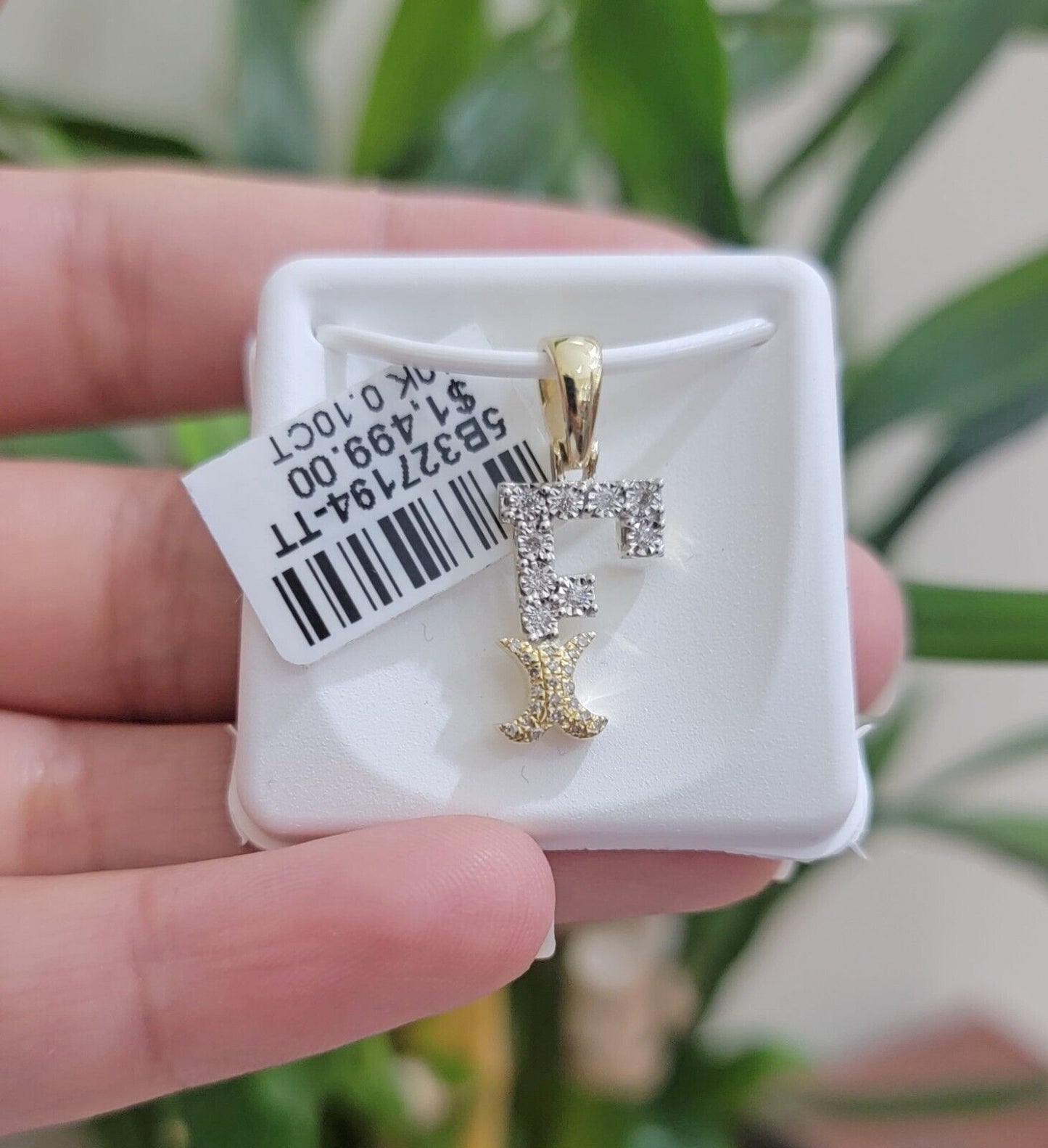 10k Gold Pendant Initial Charm Natural Diamond A-Z Alphabet 10K Yellow Gold REAL