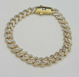 Real 10k Gold Monaco Bracelet 9mm 8.5" Two-tone Diamond Cut 10kt Gold SALE, mens