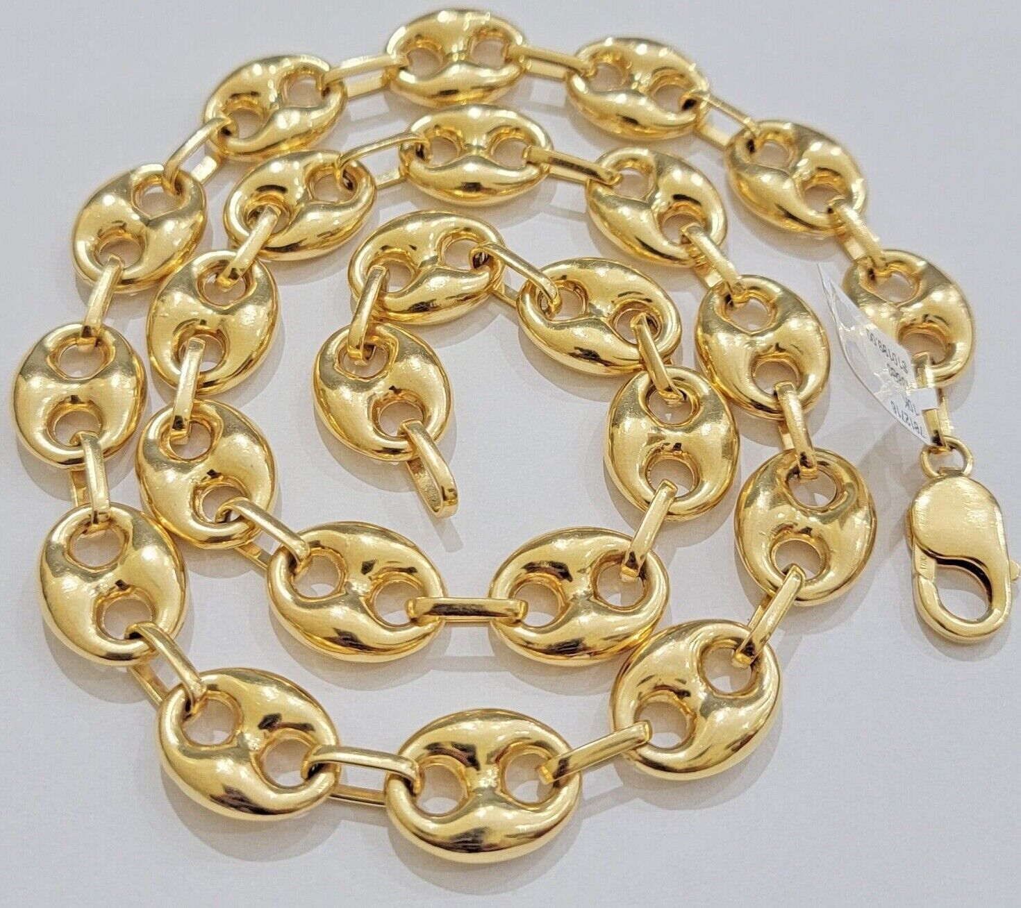 Real 10k Gold Puffed Mariner Anchor Link Chain Necklace 24" 14 mm 10KT Yellow Gd