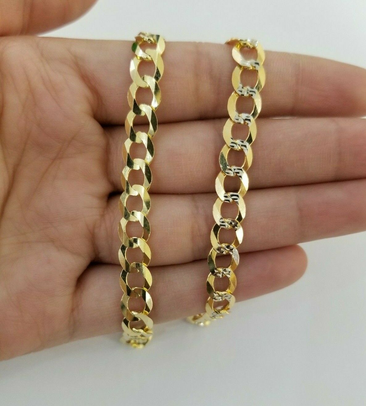 REAL 14k Gold Bracelet Cuban link 8" SOLID 7.5mm 14kt Yellow Gold Diamond Cut