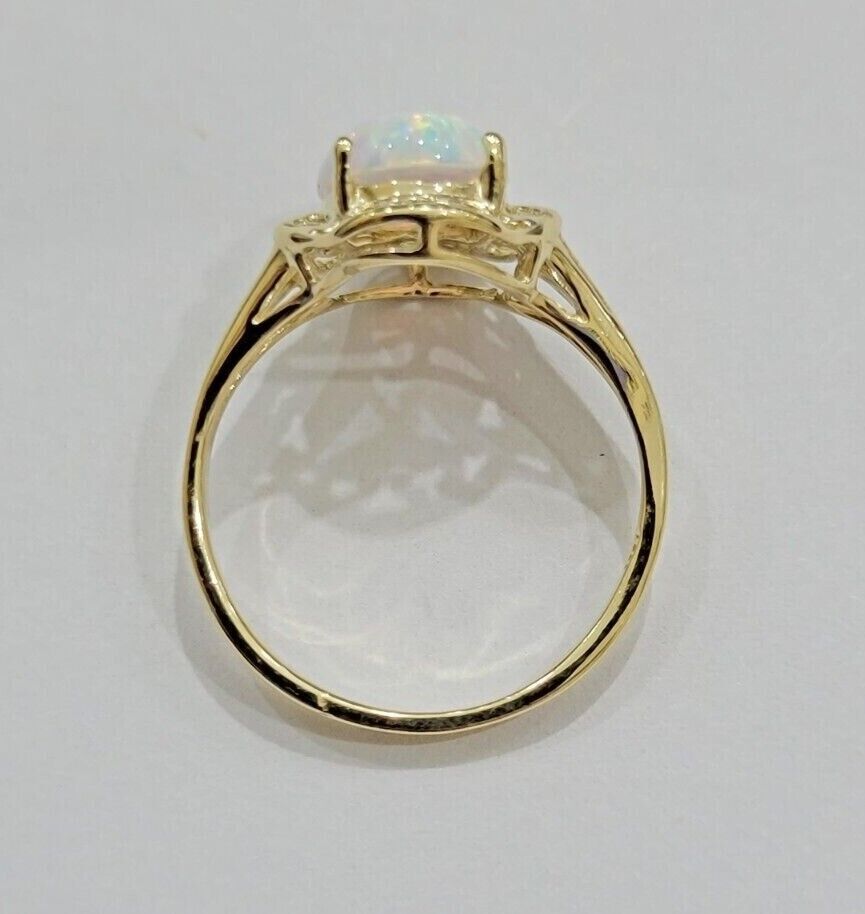 10k Yellow Gold Ladies White Opal Ring For Women Casual Band SALE Real Brand New