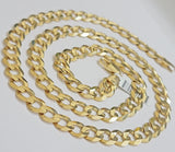 10K Solid Yellow Gold 10mm Cuban Curb Link Chain Necklace 24 Inch Men, Real 10kt