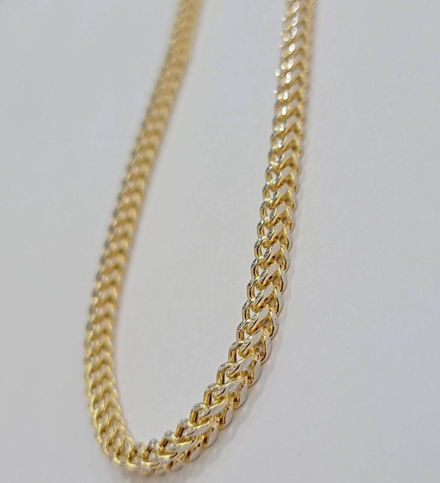 Real 14k Gold Chain Franco 3.5mm Necklace Diamond Cut 20" Short 14kt Yellow Gold