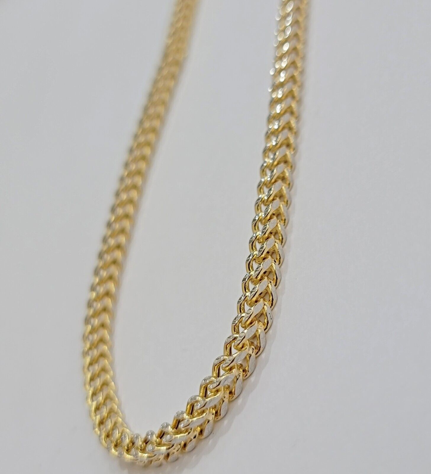 Real 14k Gold Chain Franco 3.5mm Necklace Diamond Cut 20" Short 14kt Yellow Gold