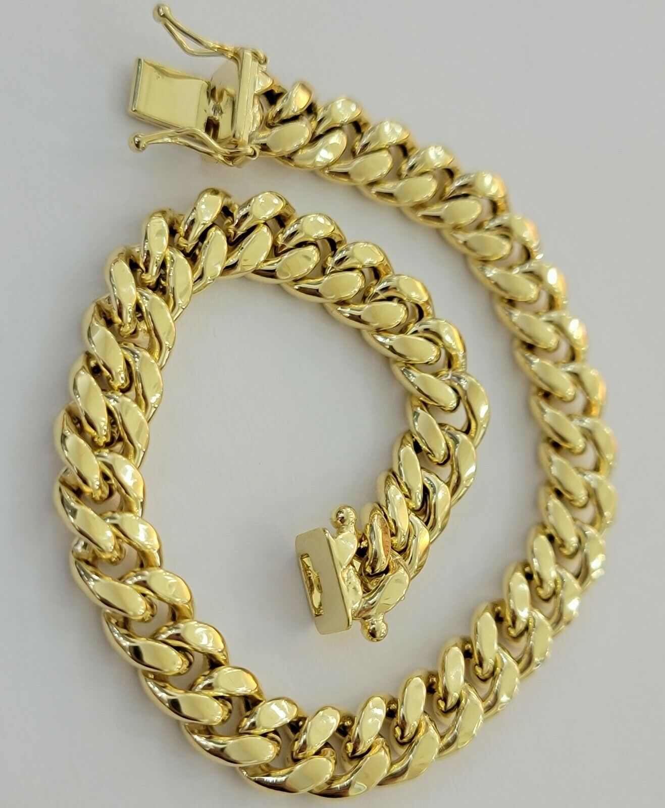 Real Gold Ladies Bracelet Miami Cuban Link 7" 8mm REAL 10kt Yellow Gold Women 10k