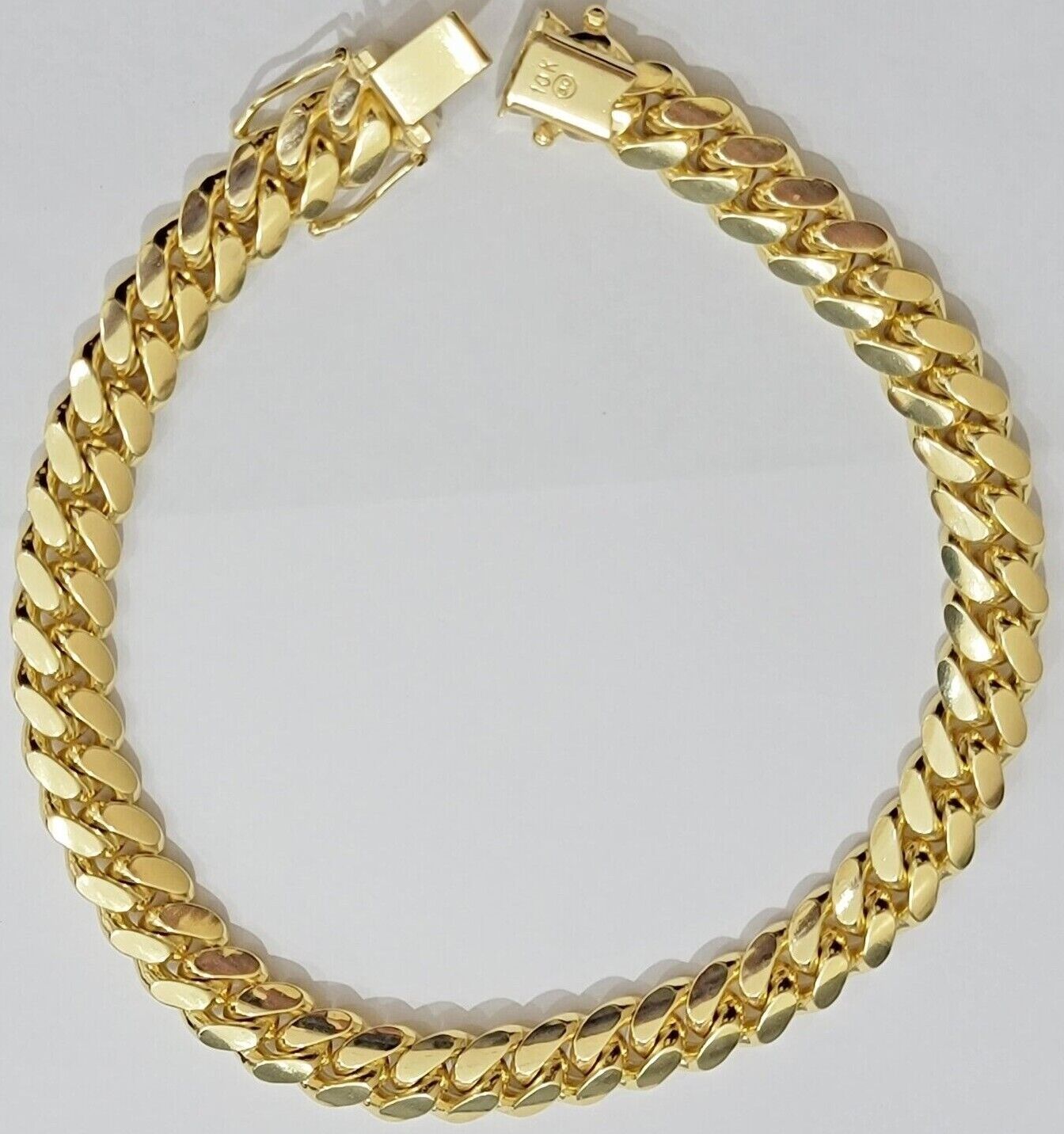 Solid 10k Gold Bracelet 8mm Miami Cuban Link 8" long Box Clasp 10kt Yellow, REAL