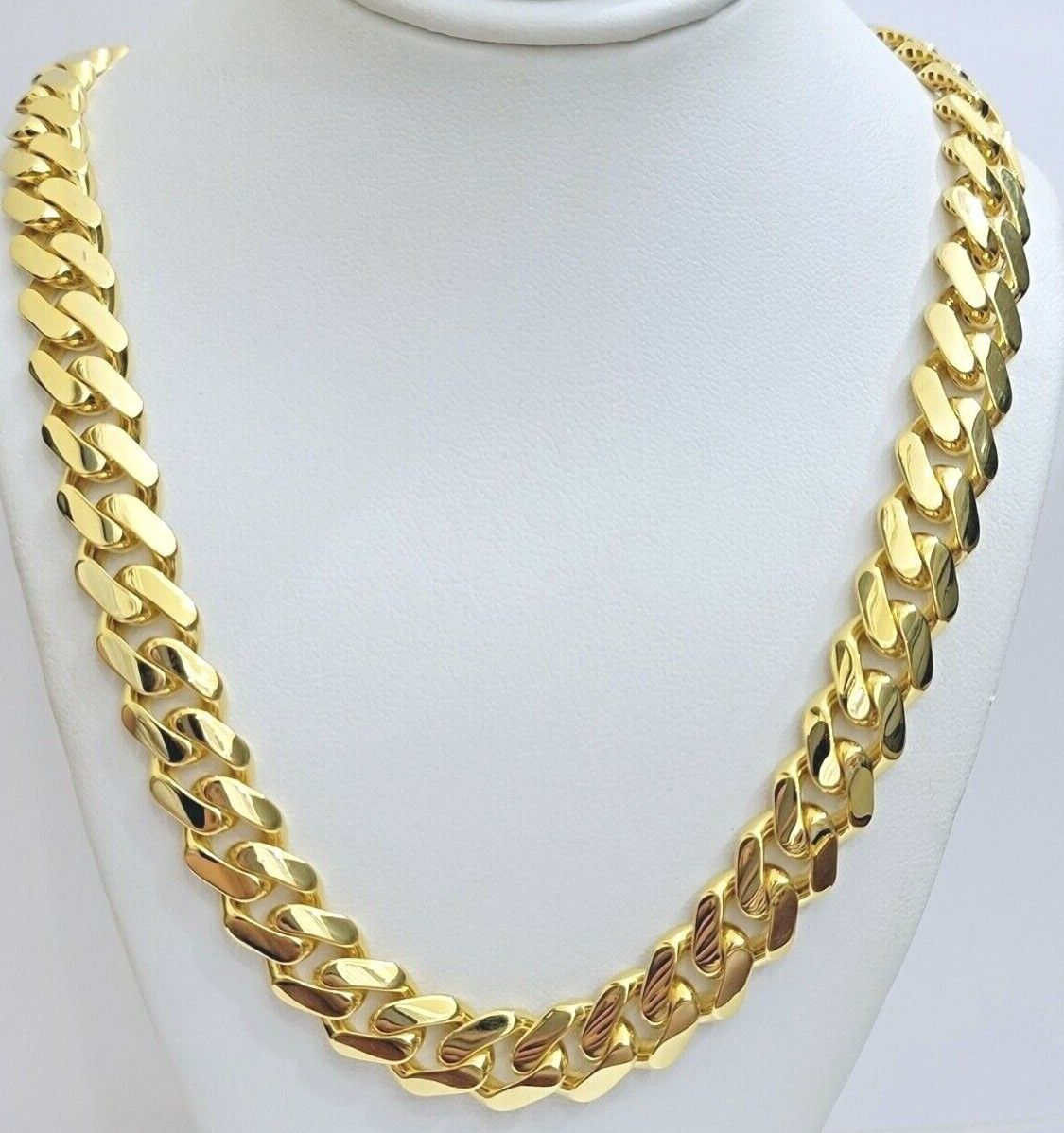 Real 10k Yellow Gold Monaco Chain Bracelet Set 17 mm 22 Inch Necklace 9