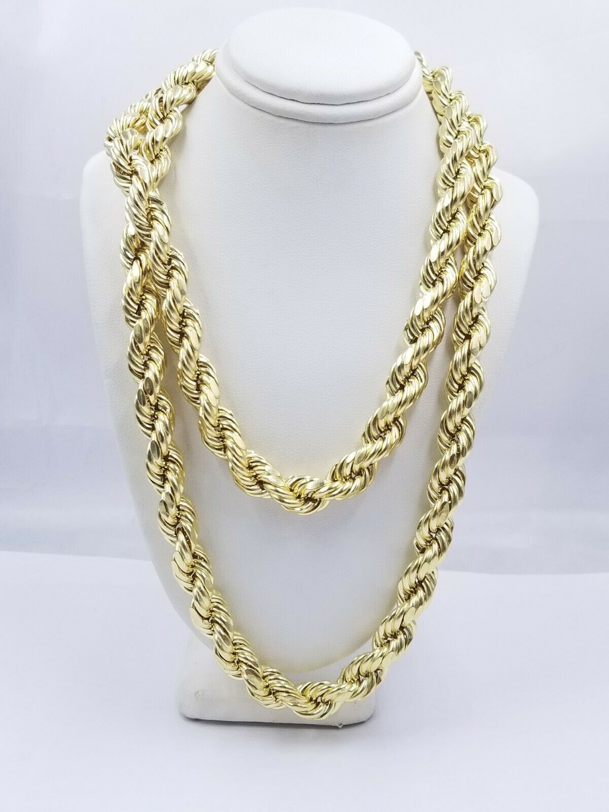 REAL 10k Gold Rope Chain Mens Necklace 10mm 20