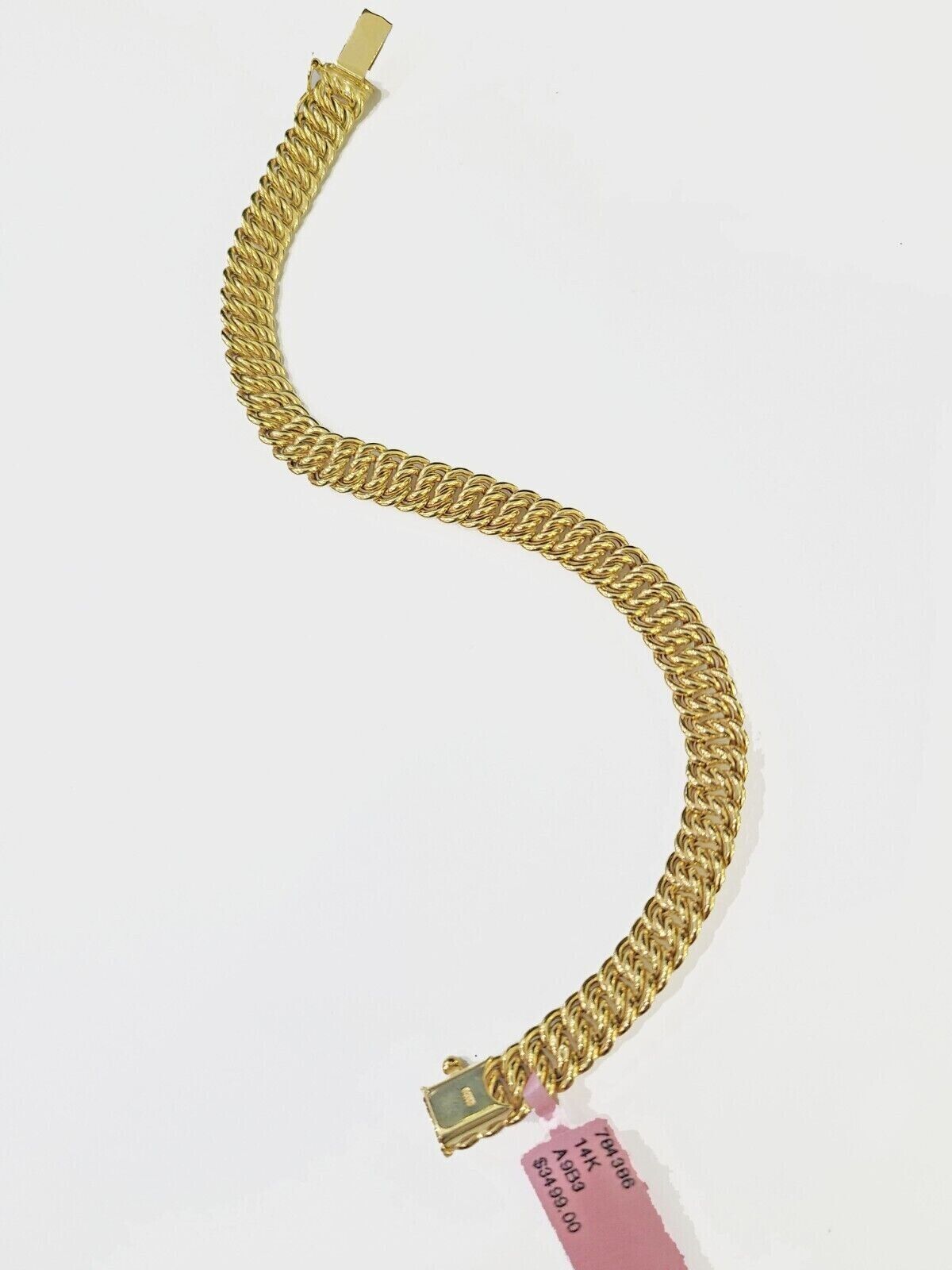 REAL 14k Gold Ladies Bracelet Flat Byzantine Link 9mm Women 7.5 Inch 14kT Unique